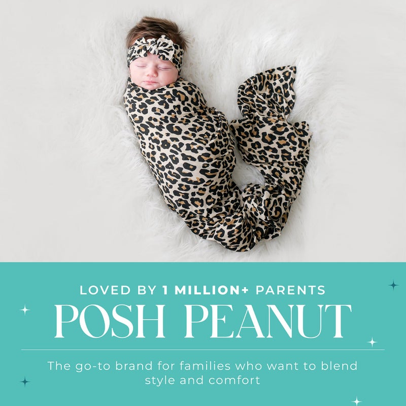 Posh Peanut Swaddle Blanket & Headband Set â€“ Viscose from Bamboo Stretchy Baby Swaddle for Newborn Girls, Receiving Blanket or Nursing Cover - Image 5